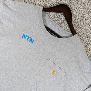 Carhartt Pocket Long Sleeve Work T-Shirt NTN Logo Loose Fit‎ Mens XL Gray